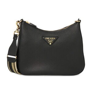 Prada leather shoulder bag black Vitello Daino leather